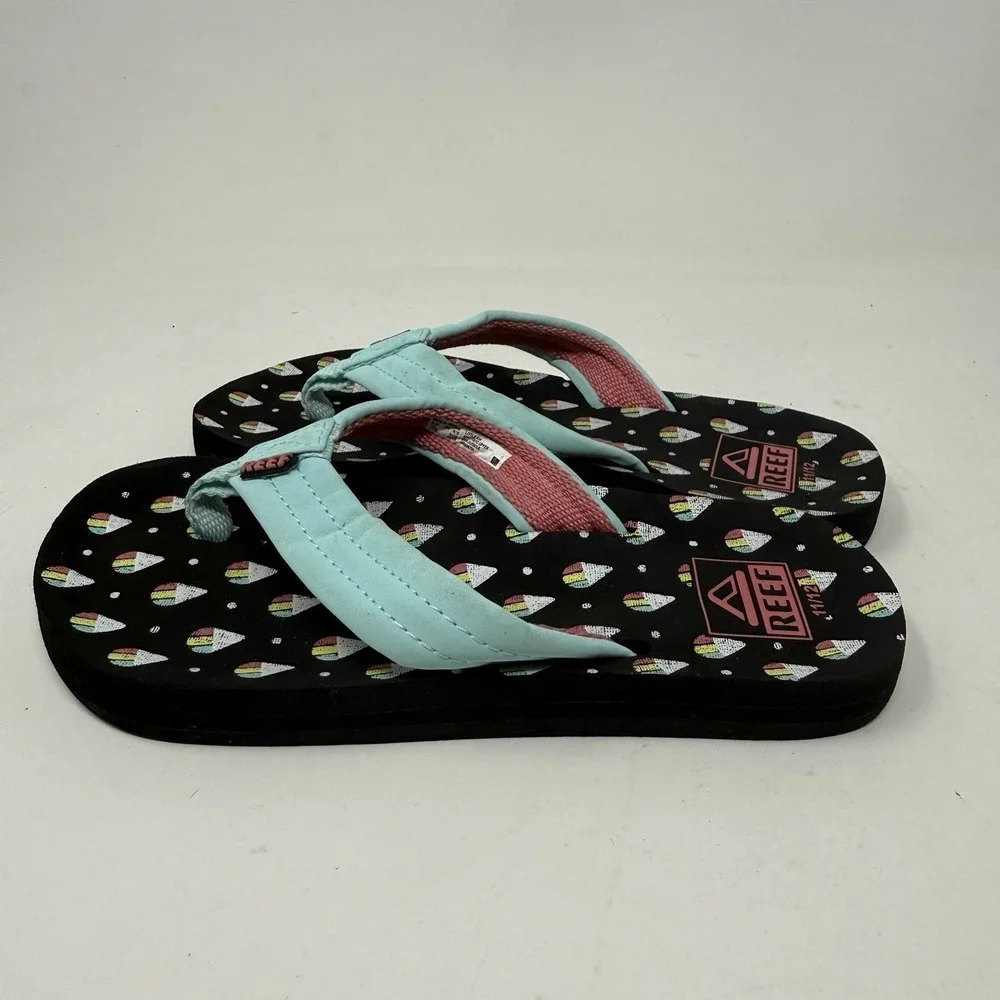 Reef Ahi Snow Cone Teal Strap Flip Flops Kids Size 11/12 Sandal